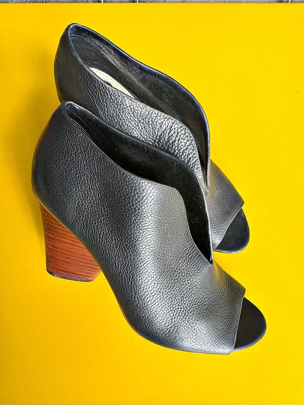 Vince Camuto Black Peep Toe Block Heel Shoes